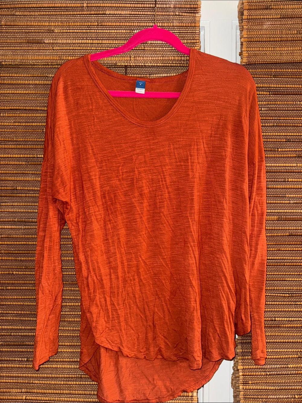 Old Navy Rust Orange Long-Sleeve V-Neck Top